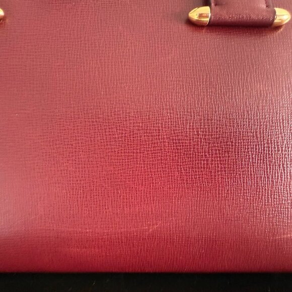 Vintage Must de Cartier Burgundy Boston Handbag Gold Hardware - Picture 2 of 12